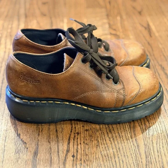 Dr. Martens 8651 Chunky Oxford Shoes Brown Leather Made in England Size 7 - Picture 4 of 13